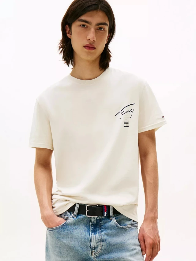 Tommy Hilfiger Tjm Reg Signature City Tee Ανδρική Μπλούζα Μπεζ
