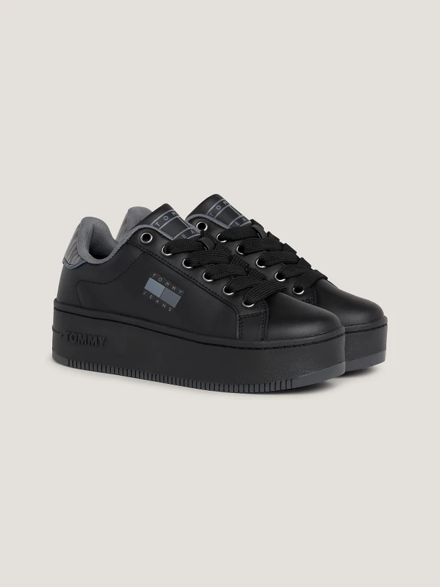 Tommy Hilfiger Tjw Flatform Animal Print Γυναικεια Sneakers Μαύρα