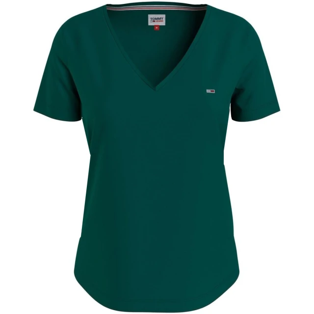 Tommy Hilfiger Tjw Slim Jersey V Neck Γυναικεια Μπλουζα Πρασινη