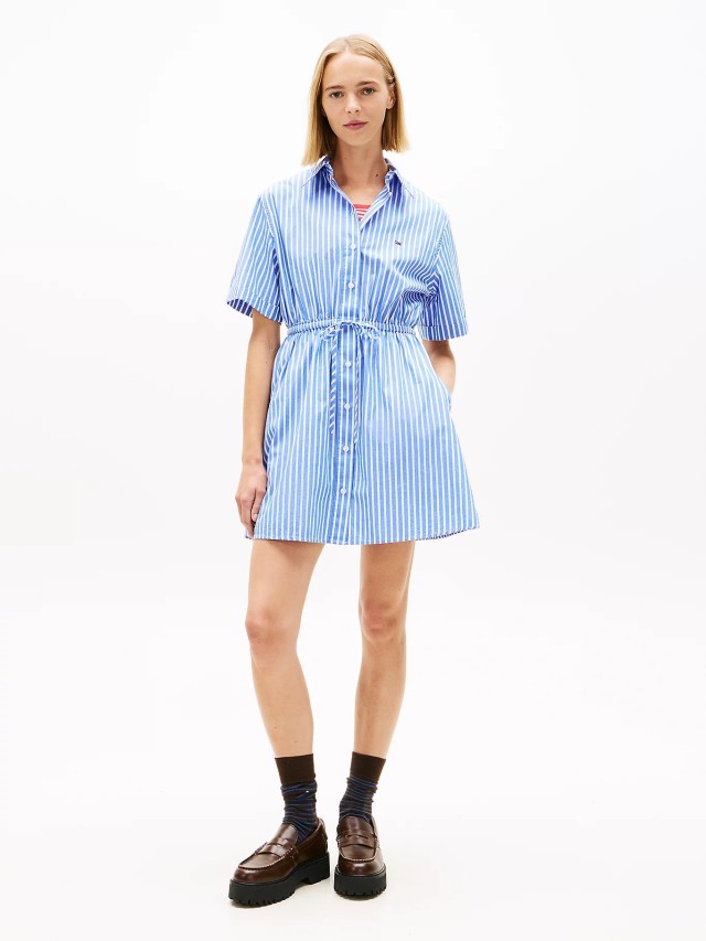 Tommy Hilfiger Tjw Mini Stripe Shirt Dress Γυναικείο Φόρεμα Ριγέ Μπλε