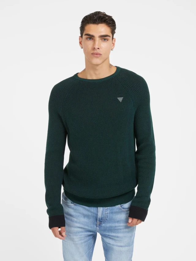 Guess Albert Ls Cn Rib Vanise Swtr Ανδρικό Πλεκτό Κυπαρισι