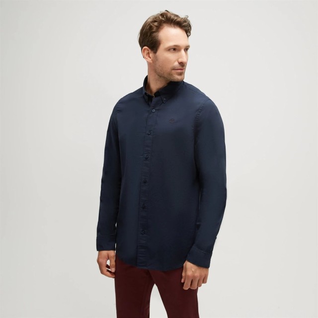Timberland Long Sleeve Stretch Poplin Shirt Dark Sapphire Ανδρικό Πουκάμισο Μπλε