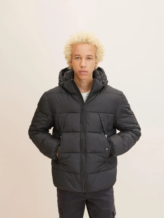 Tom Tailor Puffer Jacket Ανδρικο Μπουφαν Μαυρο