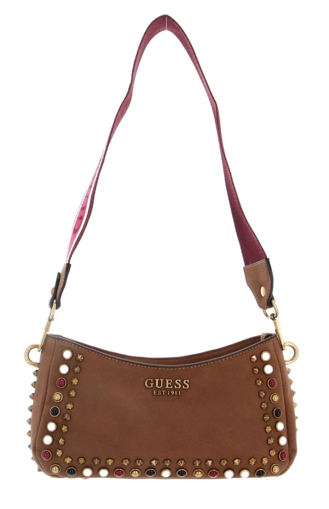 Guess Radar Top Zip Shoulder Bag Γυναικεία Τσάντα Καφέ
