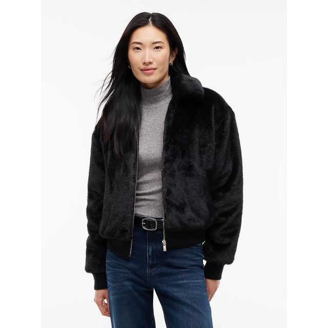 Tommy Hilfiger Tjw Faux Fur Jacket Ext Γυναικείο Μπουφάν Τεχνητή Γούνα Μαύρο