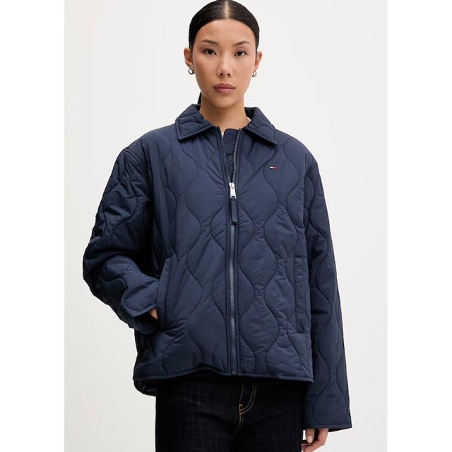 Tommy Hilfiger Tjw Coach Collar Quilted Jacket Γυναικείο Μπουφάν Μπλε