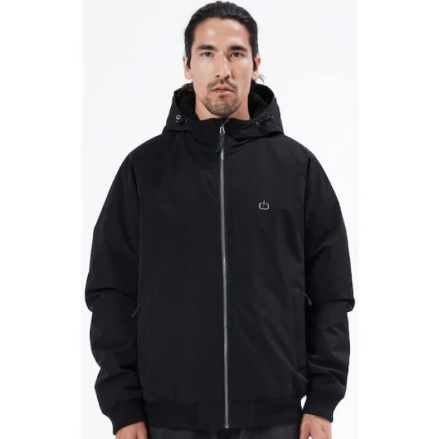 Emerson Mens Ribbed Jacket With Hood Ανδρικο Μπουφαν Μαυρο