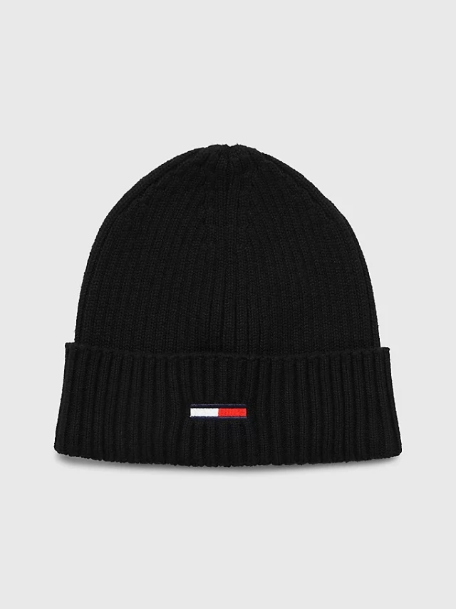 TOMMY HILFIGER TJM FLAG BEANIE ΣΚΟΥΦΟΣ ΜΑΥΡΟΣ
