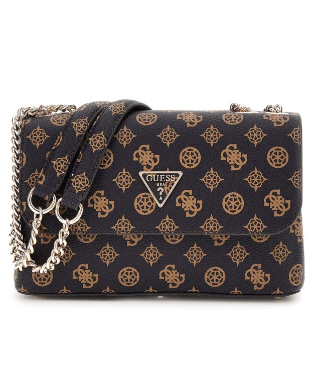 Guess Eco Erica Cnvrtble Xbody Flap Γυναικεία Τσάντα Καφέ