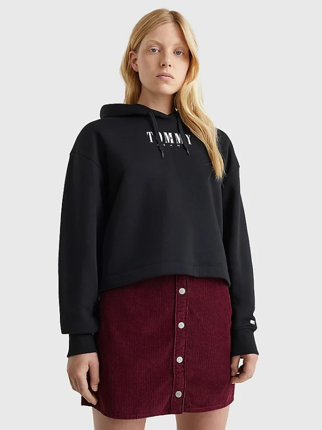 Tommy Hilfiger Tjw Rlxd Essential Logo 2 Hoodie Γυναικειο Φουτερ Μαυρο