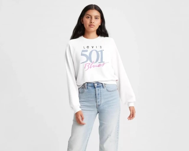 Levis Graphic Vintage Crew 501 Blues Γυναικειο Φουτερ Λευκο