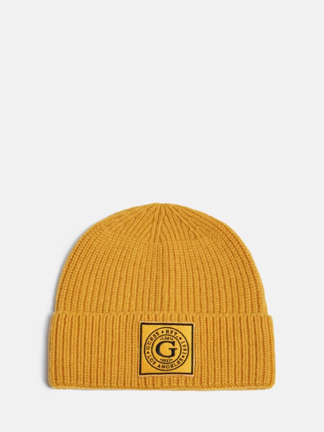 Guess Hunter Ribbed Beanie Ανδρικοσ Σκουφοσ Μουσταρδι