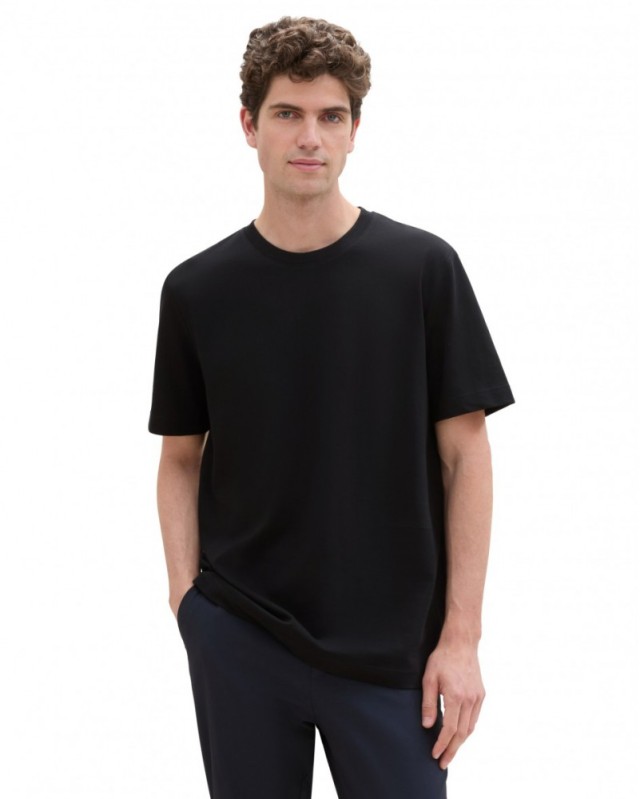 Tom Tailor Pique T-Shirt 409 Ανδρική Μπλούζα Μαύρη