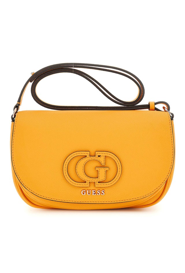 Guess Calebra Convertible Xbody Flap Γυναικεία Τσάντα Μουσταρδι