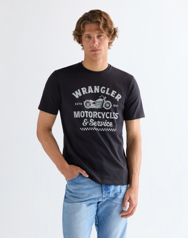 Wrangler Americana Tee Black Ανδρική Μπλούζα Μαύρη