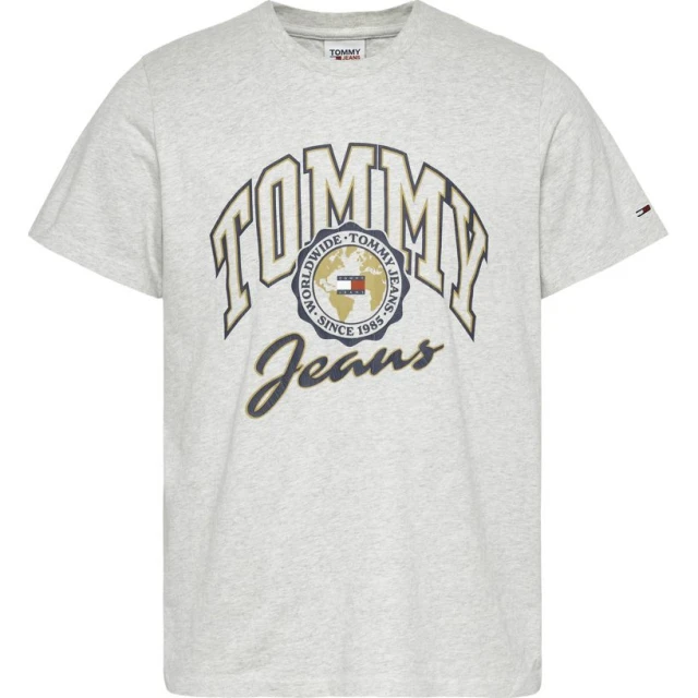 Tommy Hilfiger Tjm Bold College Graphic Tee Ανδρικη Μπλουζα Γκρι