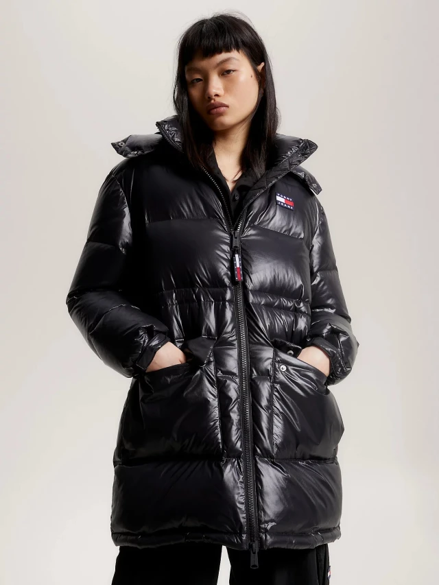 Tommy Hilfiger Tjw Midi Alaska Puffer Γυναικείο Μπουφάν Μαύρο