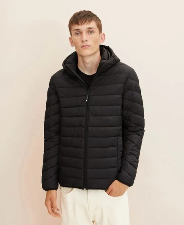 Tom Tailor Light Weight Jacket With Hoo Ανδρικο Μπουφαν Μαυρο
