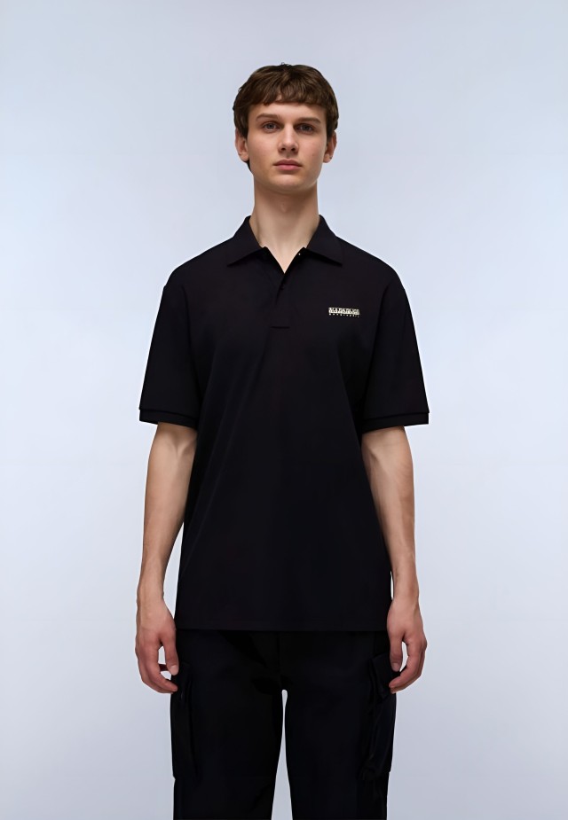Napapijri E-Small Box Ss Black Beauty Ανδρική Μπλούζα Polo Μαύρη