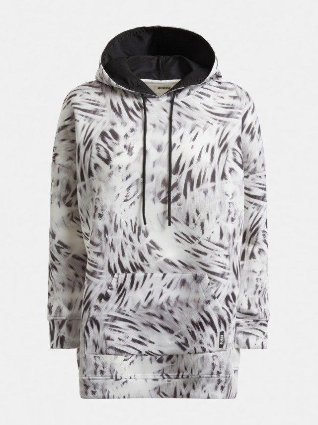 Guess Callie Long Hooded Sweatshirt Γυναικειο Φουτερ Printed