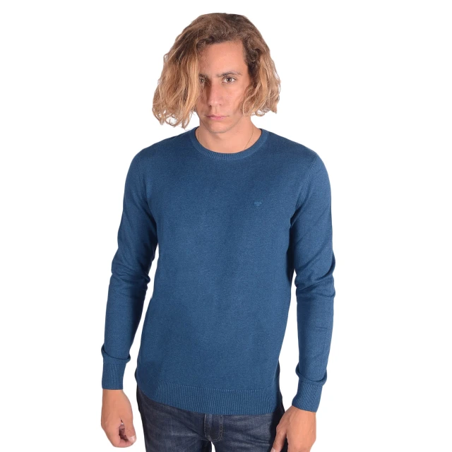 Tom Tailor 3Rd 110 Basic Crew Neck Ανδρικο Πλεκτο Πετρολ