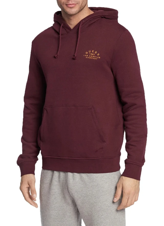 Guess Alois Hoodie Fleece Ανδρικο Φουτερ Μπορντο