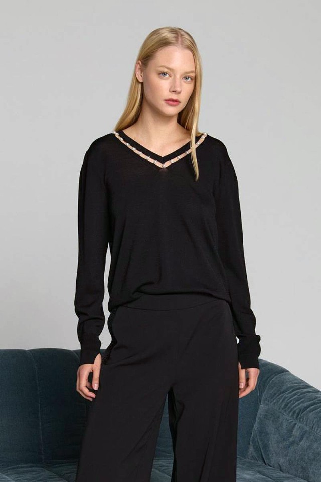 Marina V Pullovers Γυναικείο Πλεκτό Μαύρο