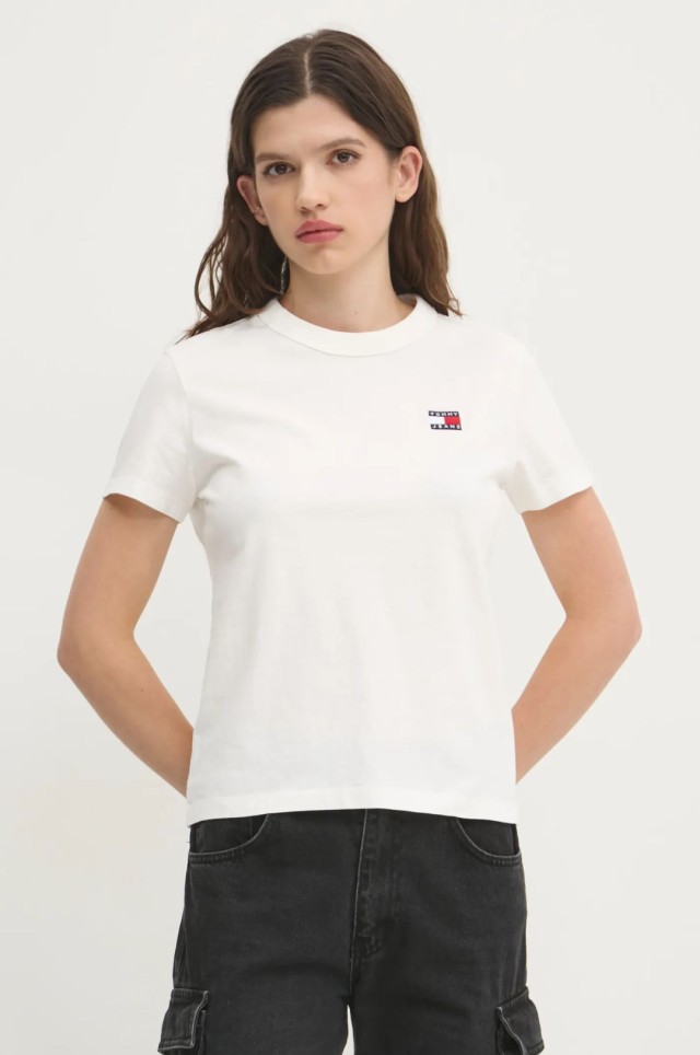 Tommy Hilfiger Tjw Reg Badge Tee Γυναικεία Μπλούζα Λευκή