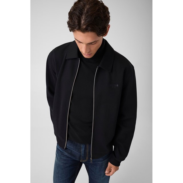 Guess Ls Zip Up Sweat Jacket Ανδρική Ζακέτα Φούτερ Μαύρο
