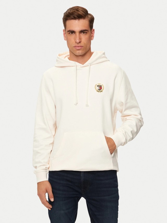 Tommy Hilfiger Tjm Reg Tj Flag Crest Hood Ext Ανδρικό Φούτερ Εκρού