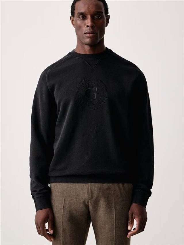 Guess Ls Cn Vintage Washed Sweatshir Ανδρικό Φούτερ Μαύρο