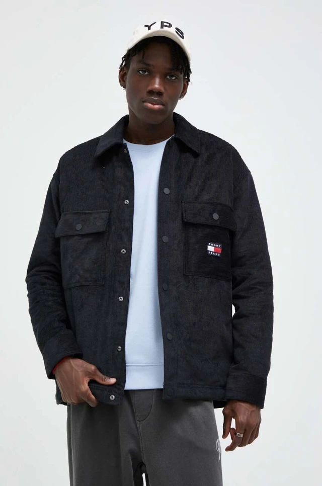 Tommy Hilfiger Tjm Sherpa Lined Cord Overshirt Ανδρικό Πουκάμισο Γούνα Μαύρο
