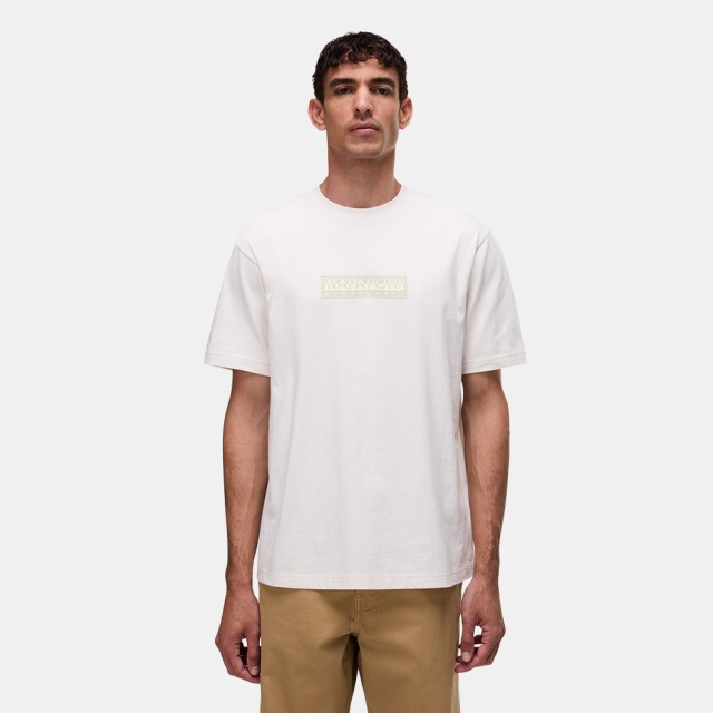 Napapijri S-Box Logo Ss 1 Black Beauty Ανδρική Μπλούζα Λευκή