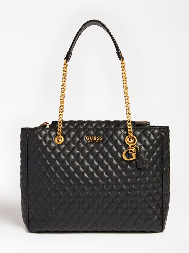 Guess Maila Societ Tote Γυναικεια Τσαντα Μαυρη