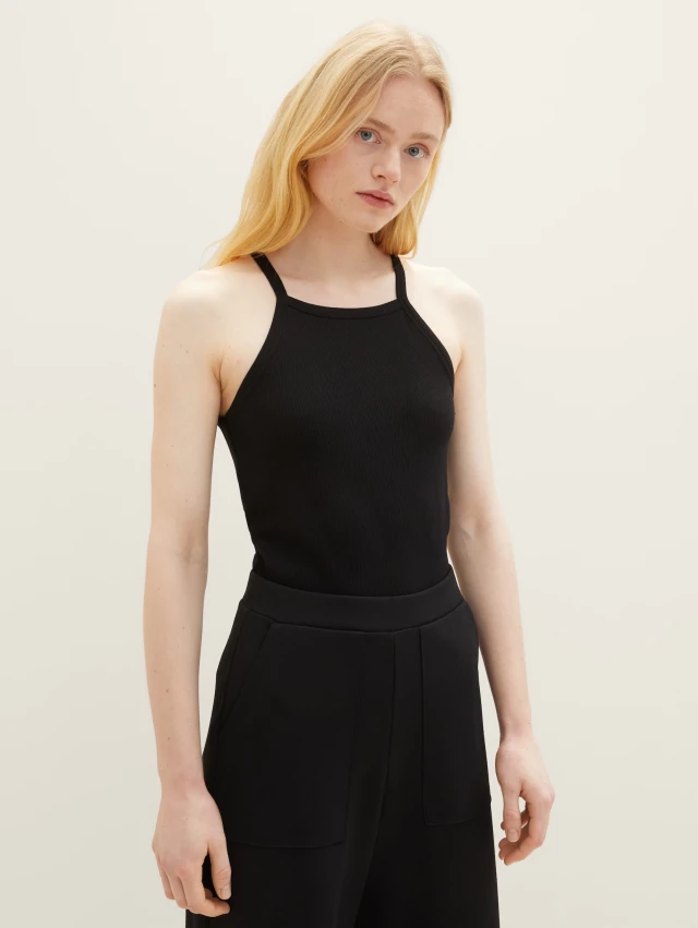 Τom Tailor 302 Rib Tanktop Γυναικεία Μπλούζα Μαύρη