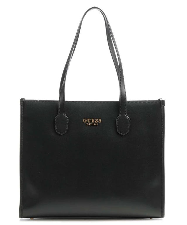 Guess Ακυρο Silvana Tote Γυναικεια Τσαντα Μαυρη