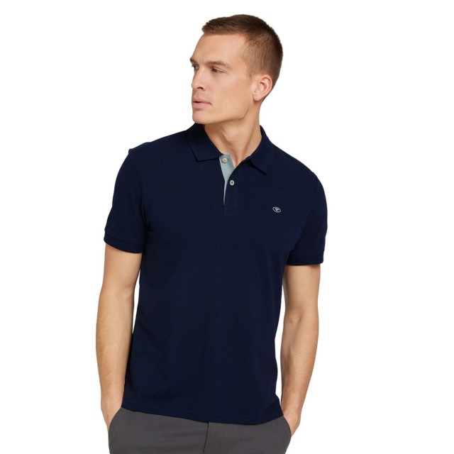 Tom Tailor 202 Basic Polo With Contrast Ανδρικη Μπλουζα Polo Μπλε