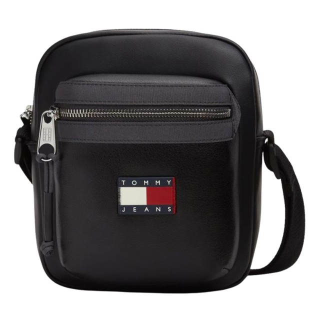 Tommy Hilfiger Tjm Elevated Pu Reporter Ανδρική Τσάντα Μαύρη