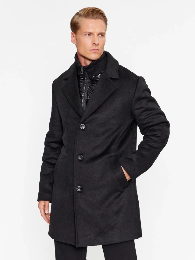 Guess Removeble Bib Coat Ανδρικό Ημιπαλτο Μαύρο