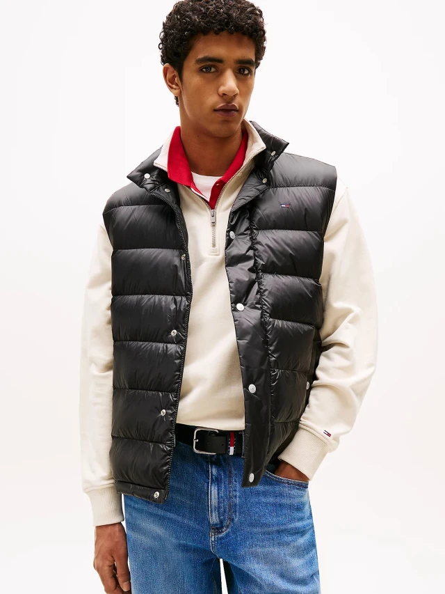 Tommy Hilfiger Tjm Light Down Vest Ext Ανδρικό Αμάνικο Μπουφάν Μαύρο