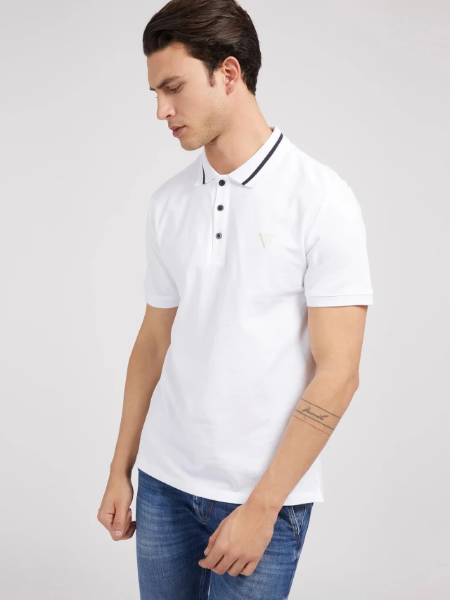 Guess Lyle Ss Polo Ανδρικη Μπλουζα Polo Λευκη