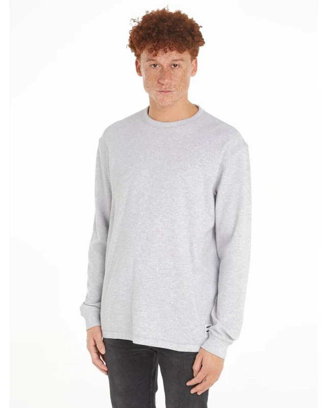 Tommy Hilfiger Tjm Reg Ls Waffle Tee Ανδρική Μπλούζα Γκρι