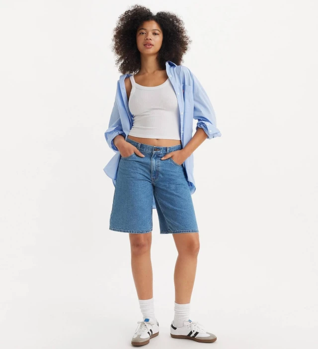 Levis Baggy Dad Jort Dark Indigo - Flat Finish Γυναικεία Βερμούδα Τζιν