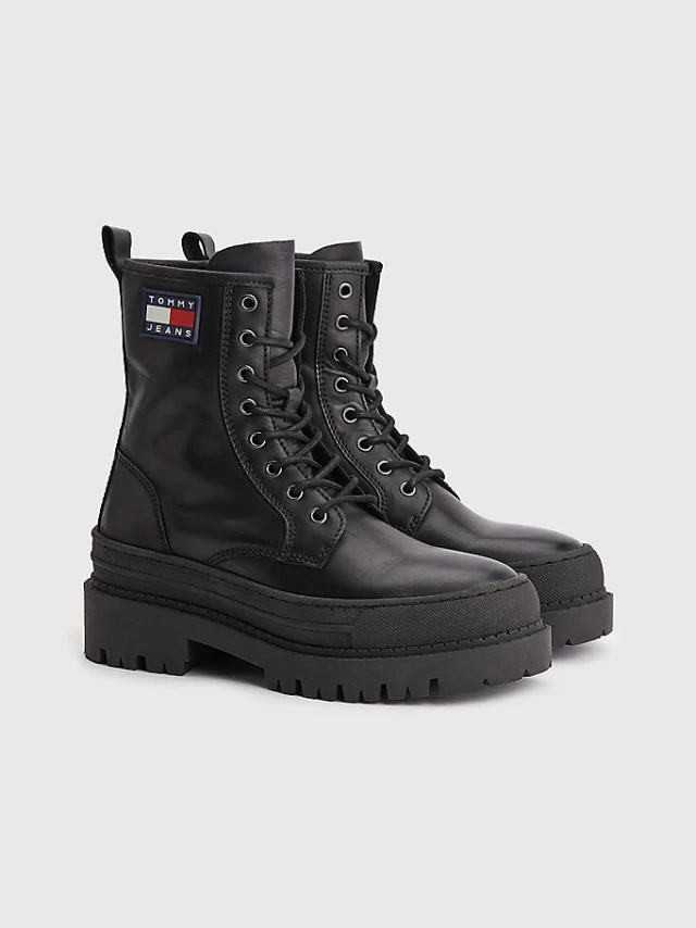 Tommy Hilfiger Tommy Jeans Lace Up Boot Γυναικεια Μποτακια Μαυρα
