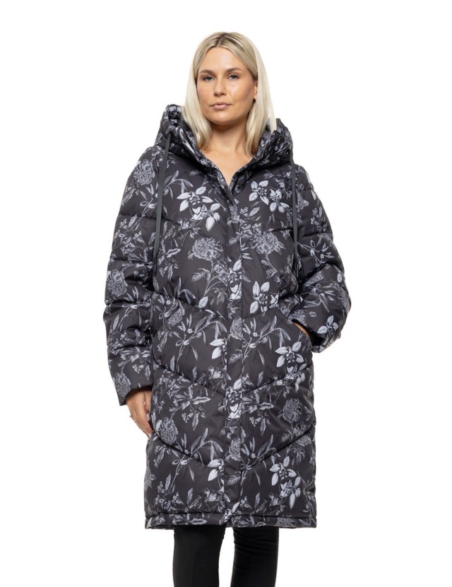 Biston Ladys Jacket Γυναικείο Μπουφάν Μαύρο Γκρι