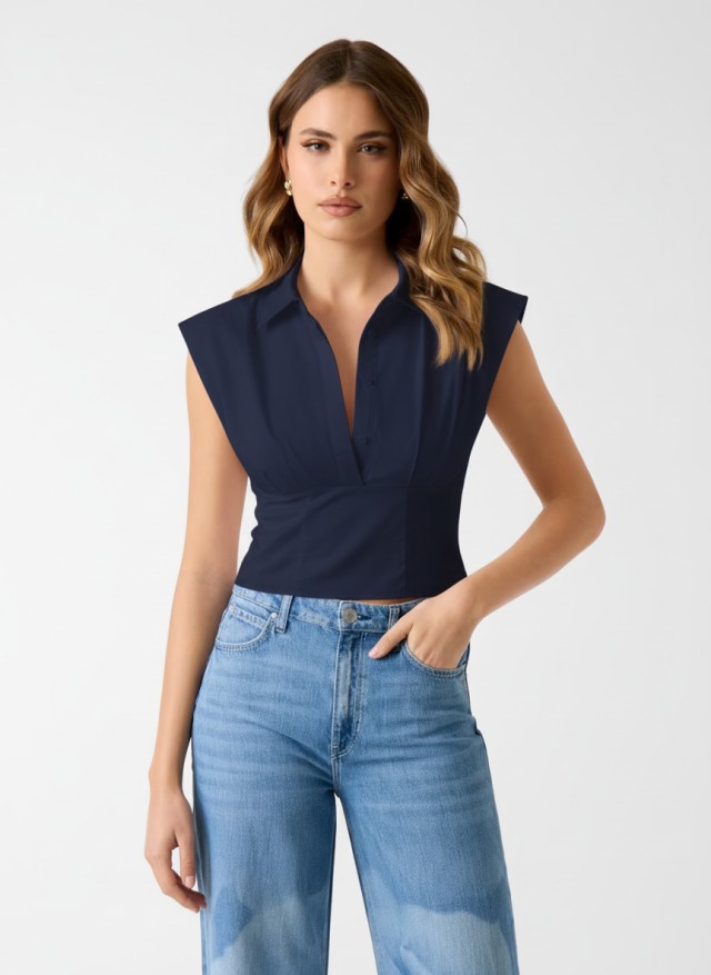 Guess Sl Cherry Top Γυναικείο Πουκάμισο Μπλε