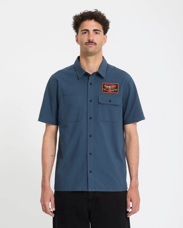 Volcom Slab City Ss Ανδρικό Πουκάμισο Μπλε