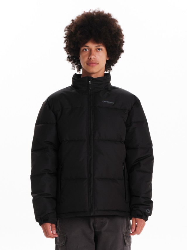 Emerson Mens Hooded Puffer Jacket Ανδρικό Μπουφάν Μαύρο