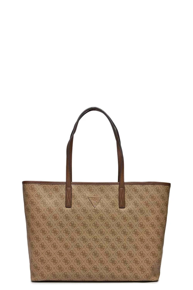 Guess Power Play Large Tech Tote Γυναικεία Τσάντα Μπεζ