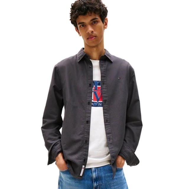 Tommy Hilfiger Tjm Reg Oxford Shirt Ext Ανδρικό Πουκάμισο Μαύρο